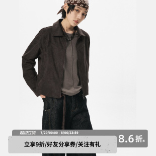 上衣 sameuoo散养文化「乌岱」牛皮绒正肩夹克外套女秋中性风短款