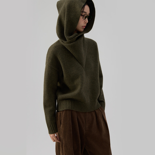 sameuoo散养文化「围城」自带围巾抬头毛衣一衣多穿针织上衣中性