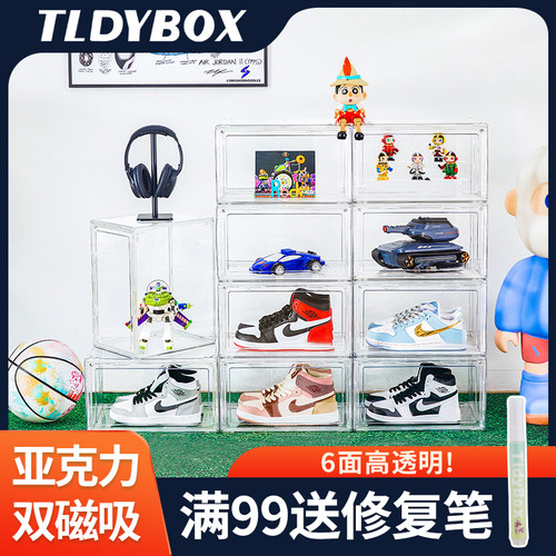 TLDY BOX马卡龙彩色鞋盒AJ磁吸亚克力全透明鞋盒网红鞋墙简易折叠
