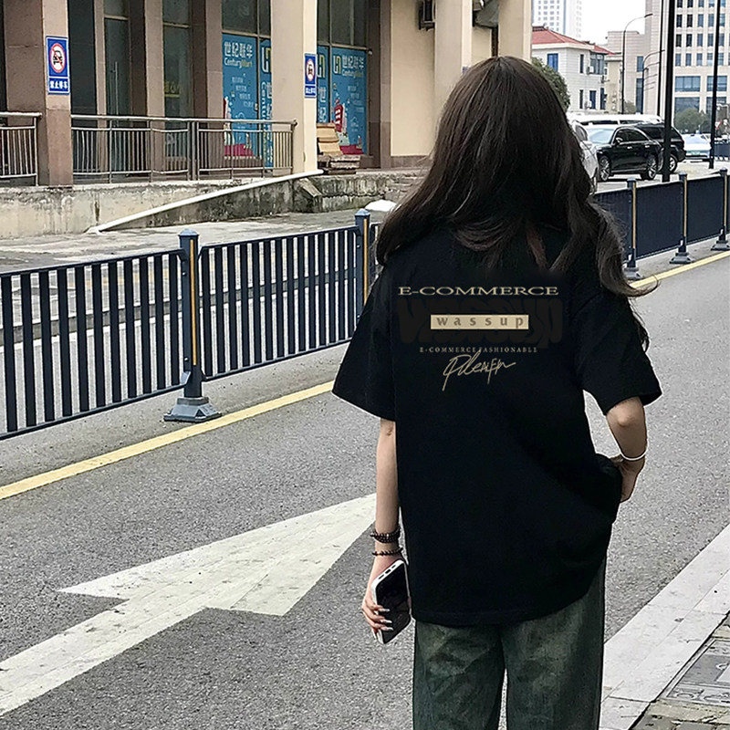 WASSUP HEODS叠加阴影LOGO重磅宽松短袖T恤男女潮牌夏季纯棉上衣