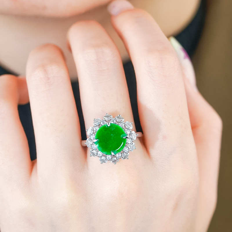 生日礼物天然满绿翡翠A货时尚镂空设计感银白色圆牌翡翠戒指,珠宝/钻石/翡翠,戒指/指环,淘宝优惠券,粉丝福利购,淘宝优惠卷