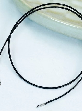 洛丽亚时尚简约百搭手工编织黑色皮绳万能扣项链