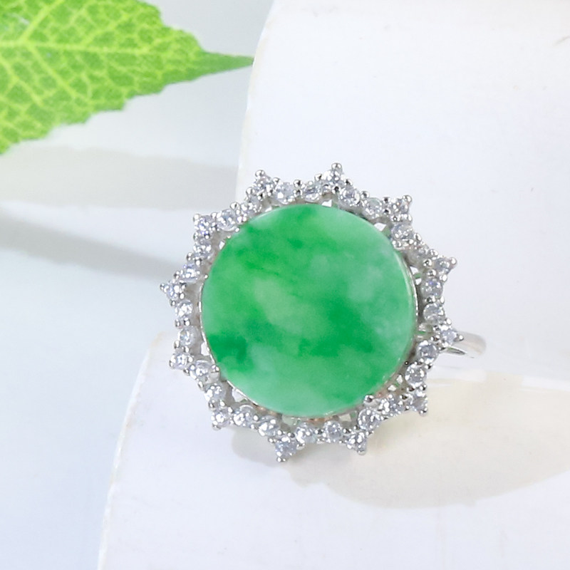 925银镶嵌天然翡翠A货时尚精致满锆翡翠圆牌戒指送妈妈送爱人,珠宝/钻石/翡翠,戒指/指环,淘宝优惠券,粉丝福利购,淘宝优惠卷