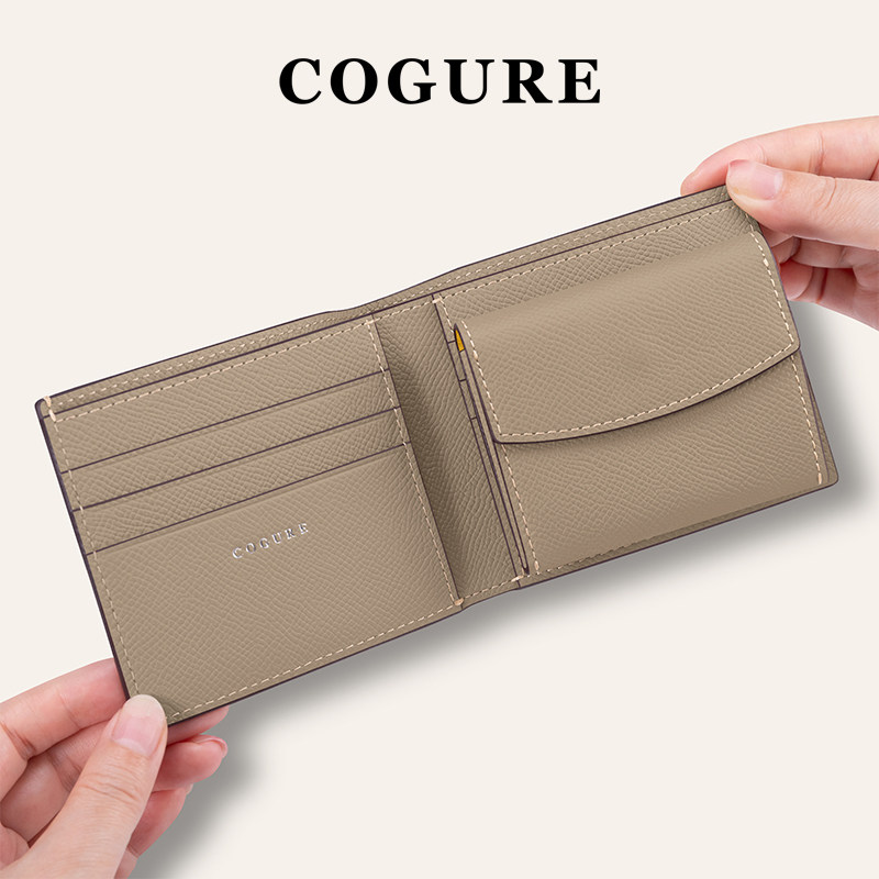 【COGURE】日式短款钱包真皮头层牛皮大容量复古横款男女士零钱袋