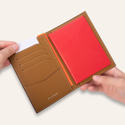 真皮男士日式护照包便携大容量