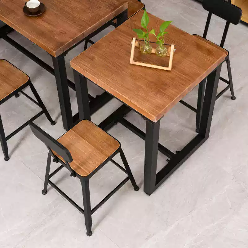 Промышленный стиль тема ресторан коммерческий стол для dinING закусочная столы и стулья комплект из массива дерева для кейтеринга десерт молочный чай магазин столы и стулья