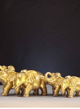 元宝如意象 吸水象 铜大象摆件工艺礼品办公摆件 财富大象