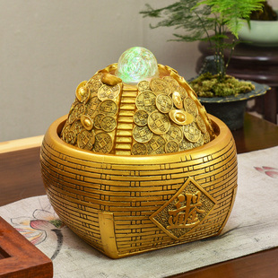 流水摆件循环水风水轮日进斗金招财客厅桌面店铺开业送礼品办公室