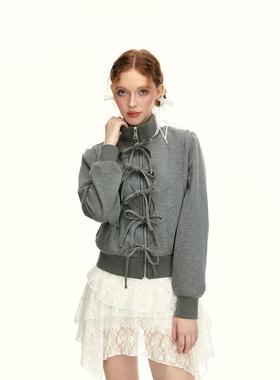 SUREENOUGH 原创春季蝴蝶结绑带卫衣外套+蕾丝拼接卫裤女