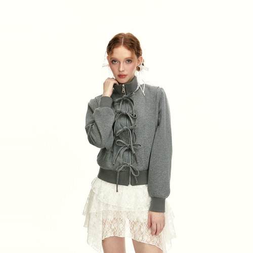 SUREENOUGH 原创春季蝴蝶结绑带卫衣外套+蕾丝拼接卫裤女