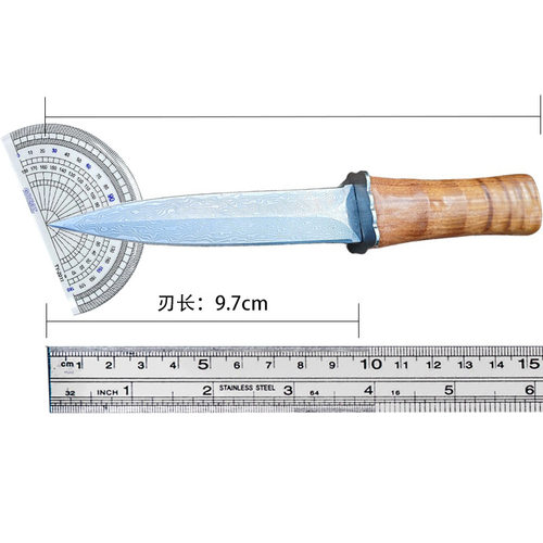 大马士革钢刀登山露营直刀开刃切肉刀具防身冷兵器分割刀水果刀