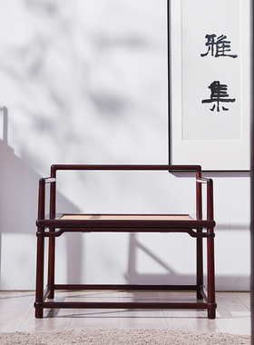 德古红木家具寒山·禅椅赞比亚血檀染料紫檀主人打坐席面盘腿椅子