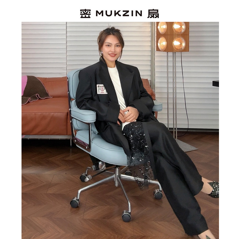 密扇黑色垂感西装长裤2025年新款春季高级感宽松直筒女士休闲裤子 - 密扇旗舰店出品