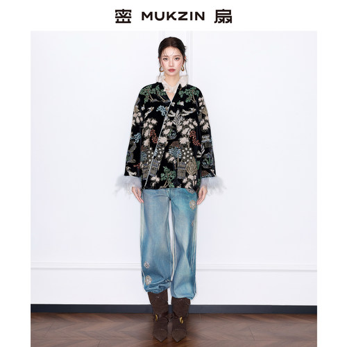 立体刺绣国风百搭新中式复古棉服