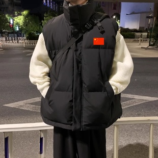 国家队羽绒棉马甲男士2025秋冬宽松大码坎肩背心加厚保暖立领外套