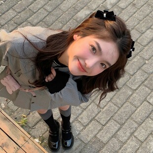 珍珠丝绒蝴蝶结抓夹小号高头颅顶发夹可爱甜美公主鲨鱼夹发抓夹子