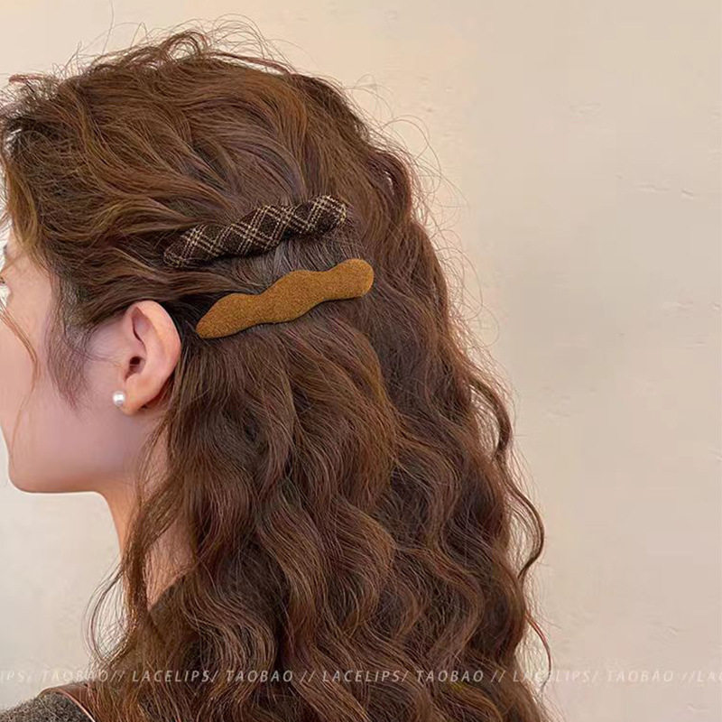 毛呢格纹波浪发夹女侧边夹前额碎发刘海夹子2025新款头饰高端发卡,饰品/流行首饰/时尚饰品新,民族风发饰,淘宝优惠券,粉丝福利购,淘宝优惠卷