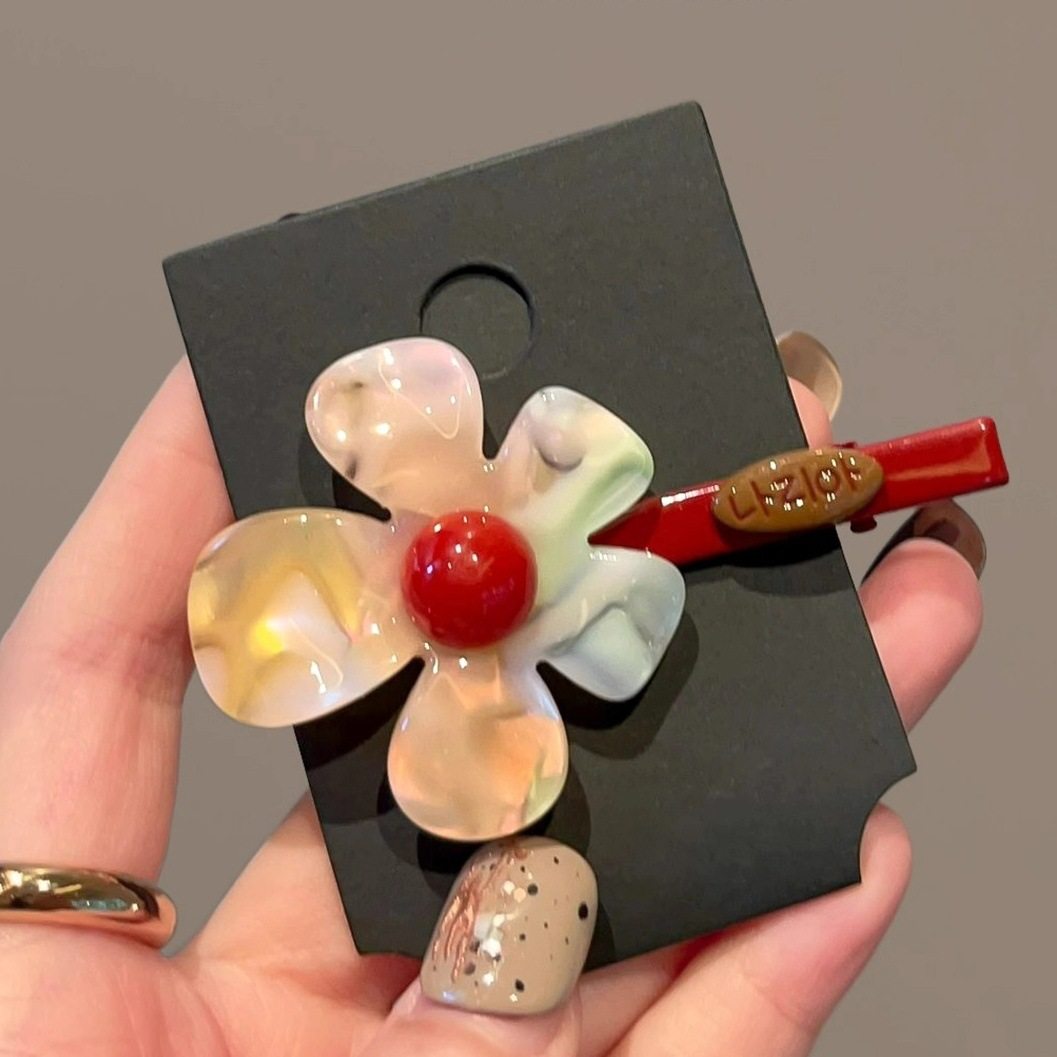 韩版小众设计感炫彩色花朵发夹侧边刘海夹前额碎发一字鸭嘴夹头饰,饰品/流行首饰/时尚饰品新,民族风发饰,淘宝优惠券,粉丝福利购,淘宝优惠卷