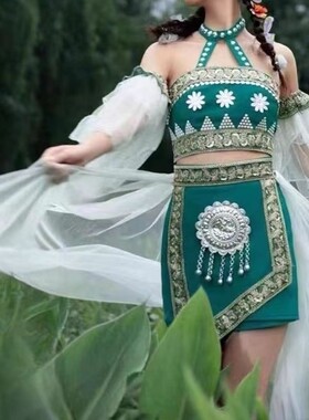 夏季新款哈尼族短裙民族白色纱裙旅拍服饰个人写真网摄影全套