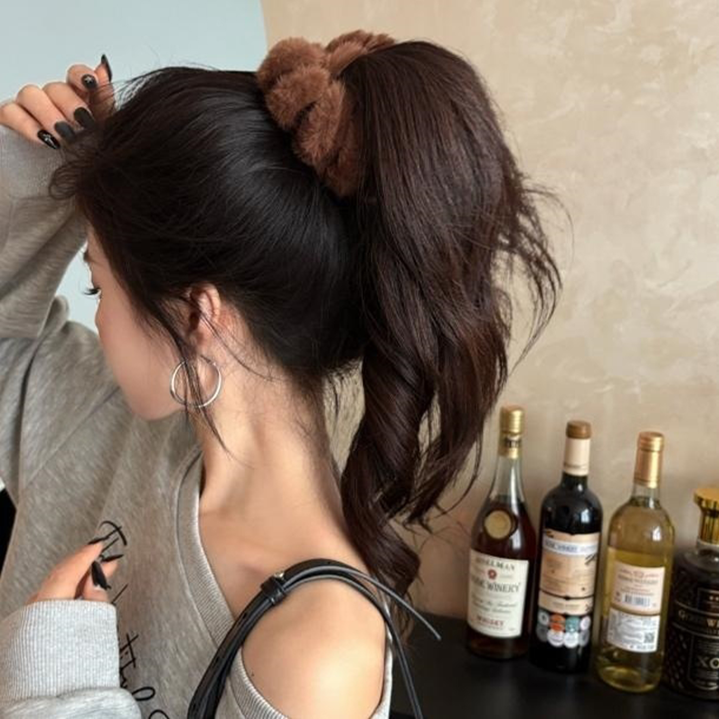 超大号秋冬毛绒电话线发圈头绳女