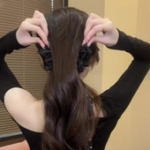 韩系气质高马尾香蕉夹2025新款 黑色蝴蝶结水钻高级感丸子头发夹女