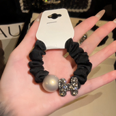 秋冬低丸子头闪钻H字母小肠发圈女2025新款 高级感扎头发马尾头绳