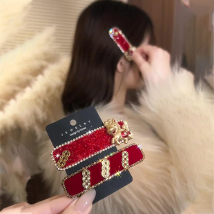 2026新款红色小马发夹头饰新年马年侧边刘海碎发头发bb夹子发饰女