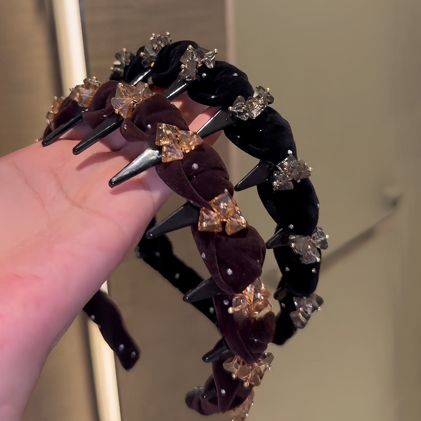 轻奢高级感水钻高颅顶发箍女款