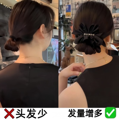 黑色缎面轻奢蝴蝶结抓夹女香蕉夹