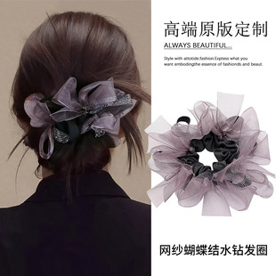 韩系高端低丸子头网纱大肠发圈头花女2026新款头绳高级感扎头发绳