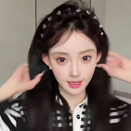 法式高级感丝绒水钻波浪发箍女款