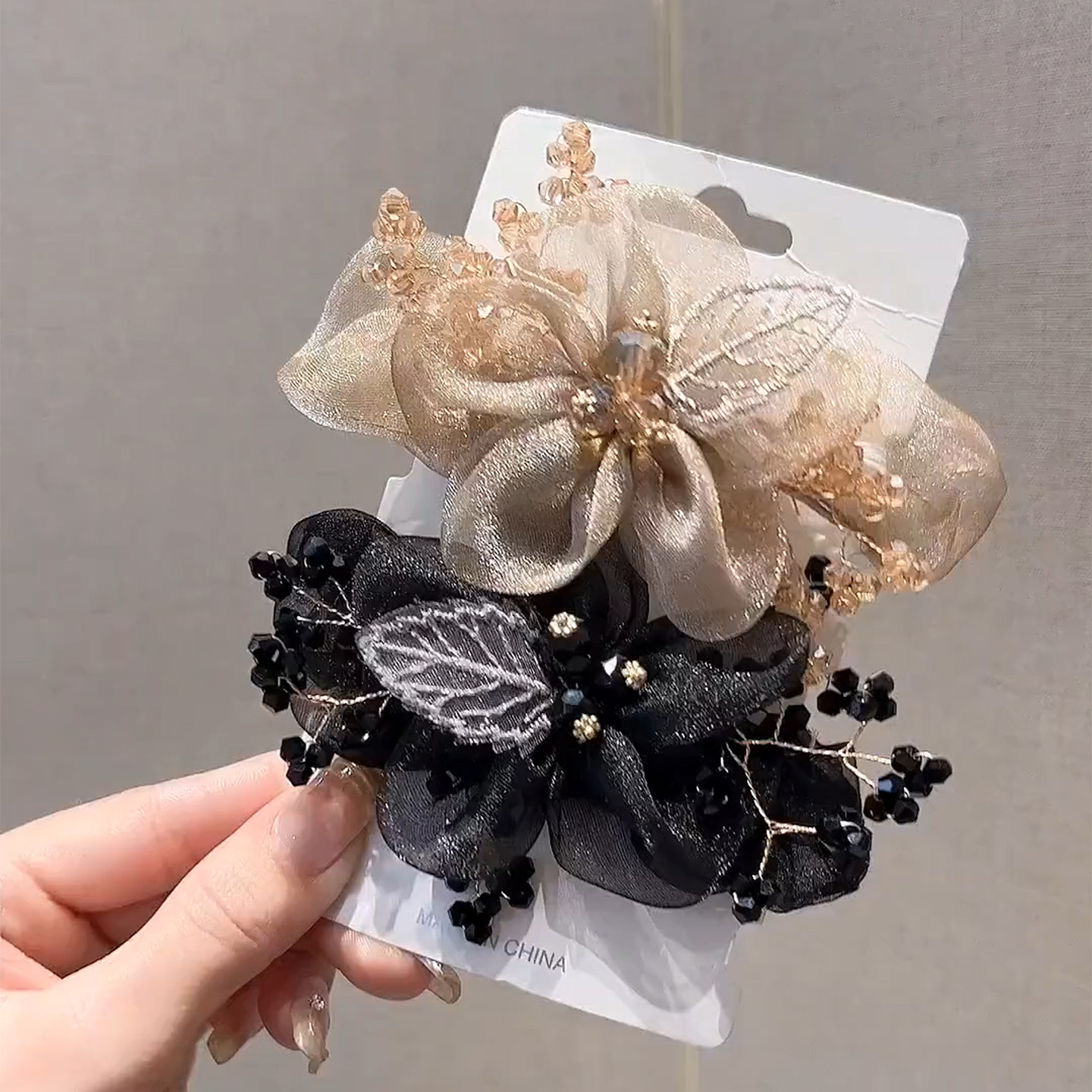 欧根纱花朵高级感扎头发大肠发圈