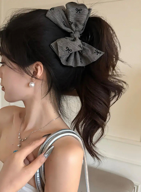 格雷灰色系不规则蝴蝶结抓夹头饰2025新款高级感饱满后脑勺发夹女