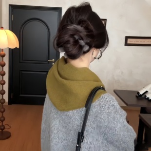 秋冬慵懒低丸子头电话线毛绒发圈头绳女高级感韩系扎头发马尾发绳