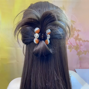 秋冬千金风鸡毛半扎发小抓夹头饰女高级感2025新款后脑勺头发发夹