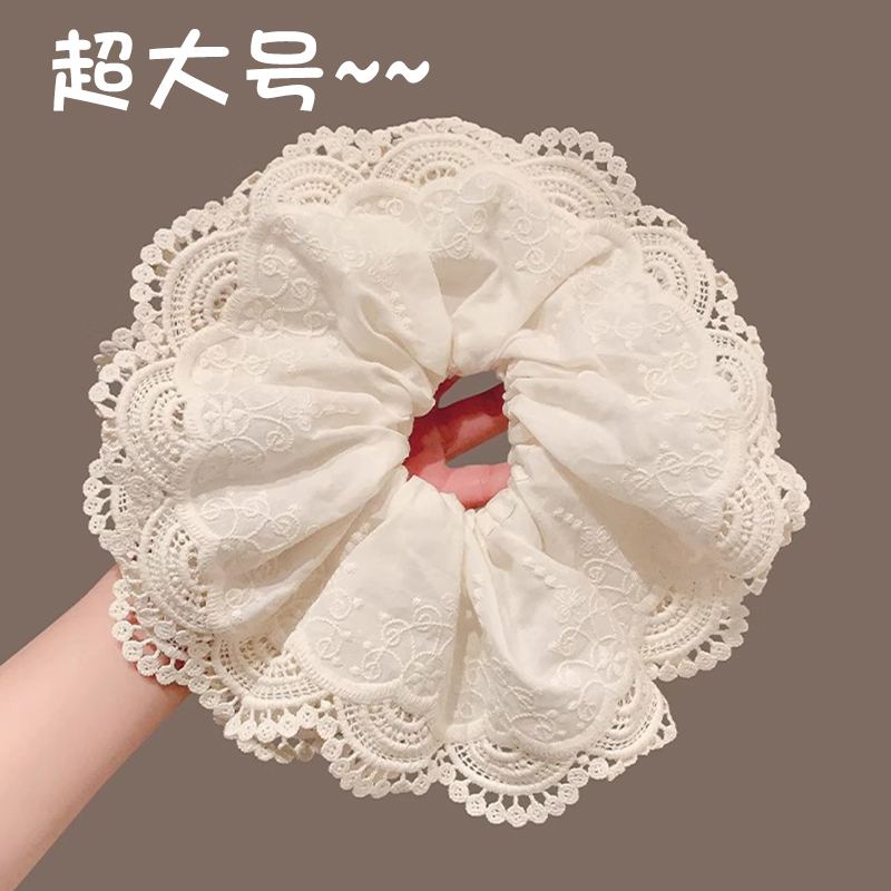 超大大肠发圈白色蕾丝花边头绳