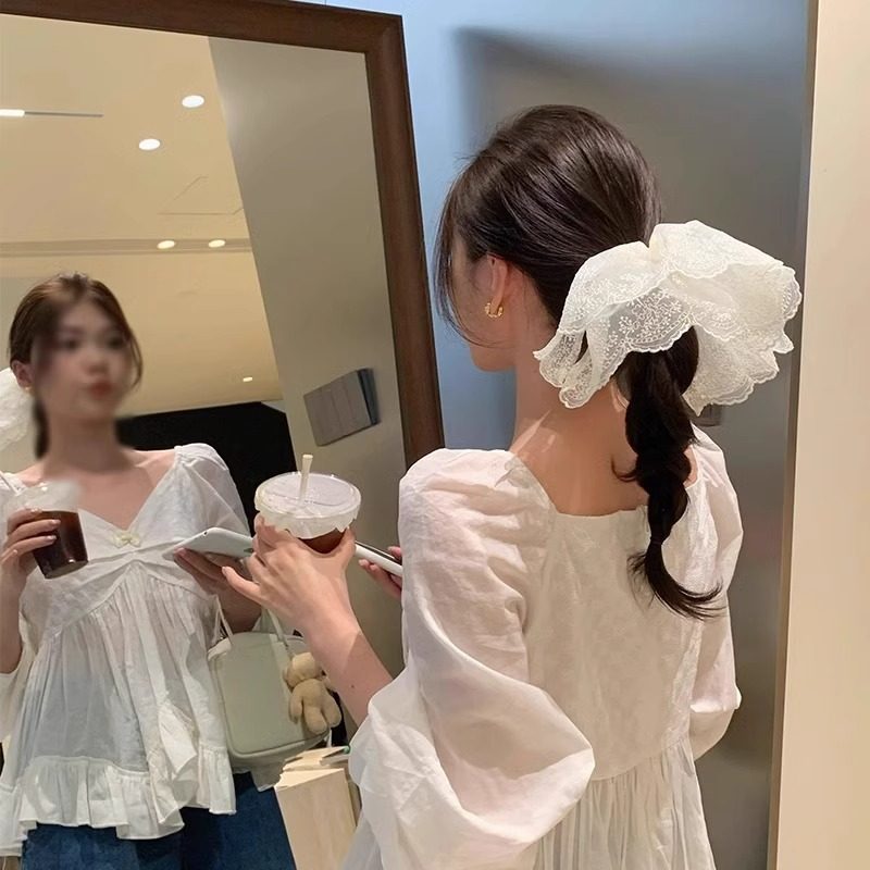 法式气质超大裙摆白色蕾丝大肠发圈2025新款高级感扎头发韩系头绳,饰品/流行首饰/时尚饰品新,发饰,淘宝优惠券,粉丝福利购,淘宝优惠卷