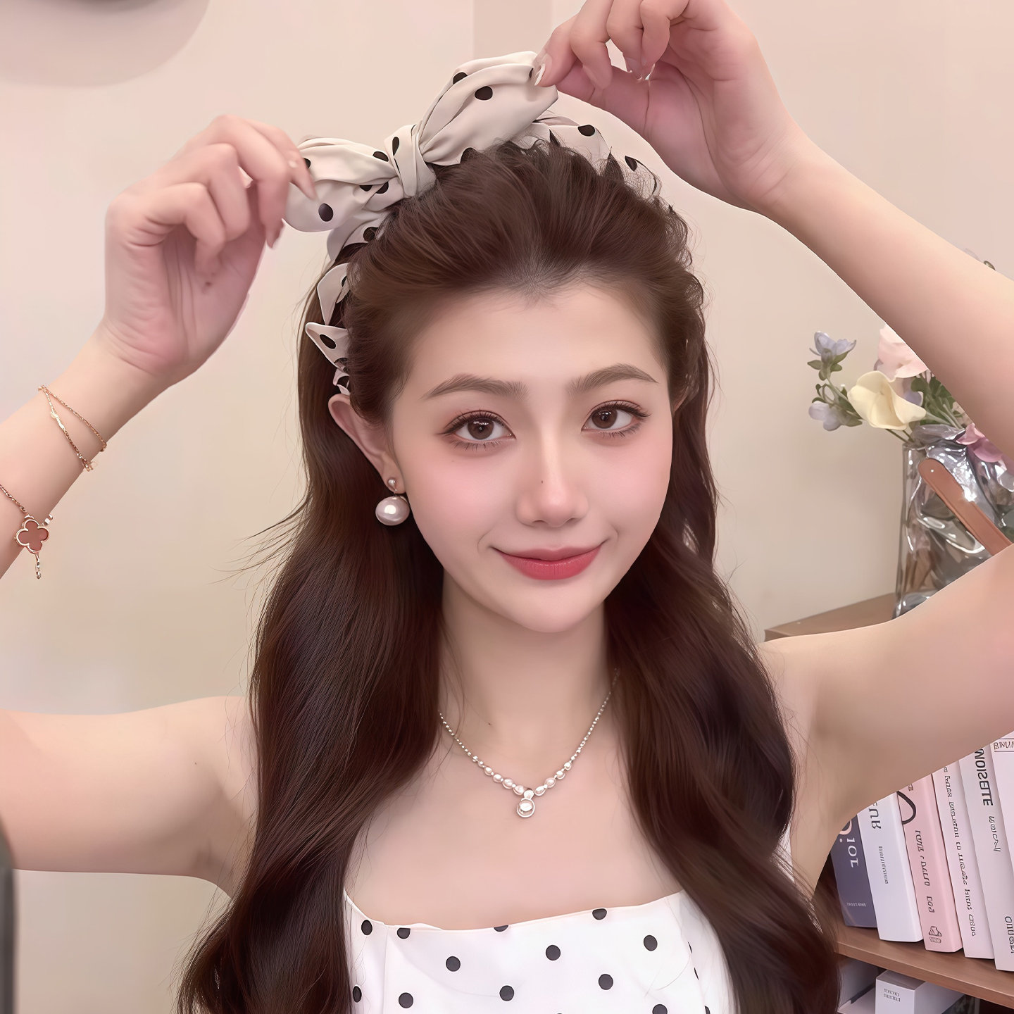 夏季兔耳朵蝴蝶结齿梳发箍头饰