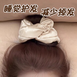 kitsch超大睡眠枕头大肠发圈女真丝海绵填充缎面丸子头头绳头圈女