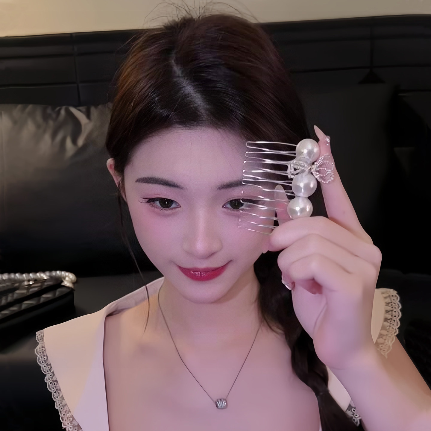 显脸小解锁多发型倒插梳发夹狂甩不掉侧边刘海头发夹子发梳头饰女 - 实物图