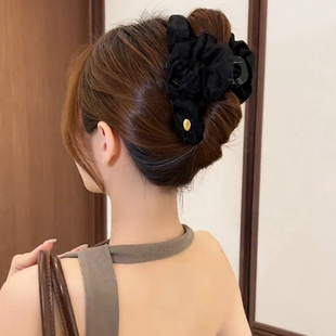 拯救扁塌头型抓夹饱满后脑勺流光网纱褶皱2025新款高级感发夹女