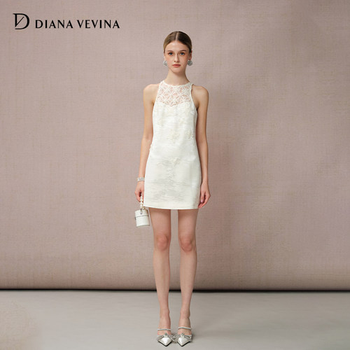 DIANAVEVINA夏季新款连衣裙女圆领无袖时尚气质修身显瘦裙子