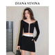22秋 VEVINA DIANA 黑色门梯链短女上衣针织半裙套装 官方直营