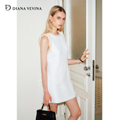 VEVINA 秋季 新款 DIANA 珍珠织带蕾丝拼接小香风无袖 连衣裙