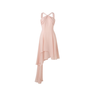 DIANA VEVINA新款挂脖不对称摆长裙摆自由浪漫轻盈连衣裙