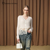 DIANA 花朵镂空毛针织衫 VEVINA冬新款 牛绒羊毛温柔软糯针织开衫