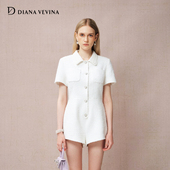 VEVINA 修身 秋季 DIANA 新款 千金感蕾丝领小香风短袖 连体裤