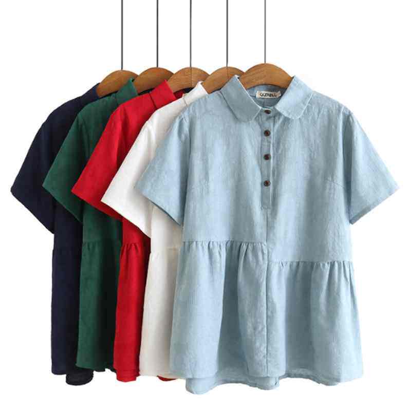 2022 출산  인형 탑 여름과 가을 새 셔츠 코튼 느슨한 슬리밍 지방 MMT 셔츠 통근 옷깃 셔츠