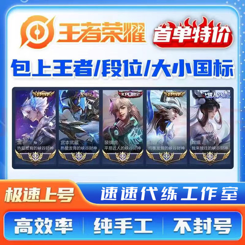 王者送荣耀代练刷排位打英雄战力巅峰赛大国标小国标魔方省标金标