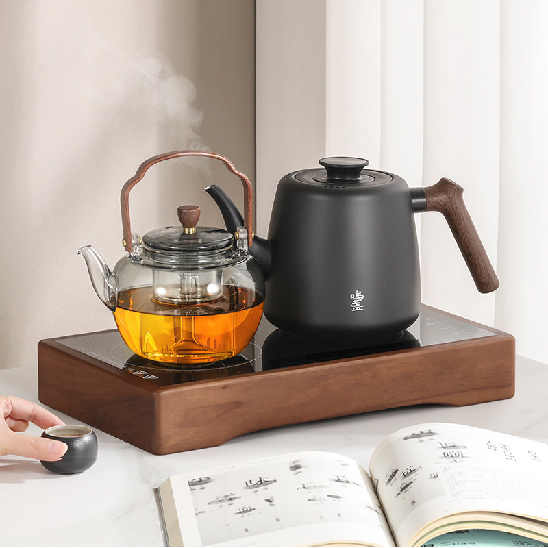 鸣盏全自动底部上水电热水壶嵌入式茶台一体黑晶炉煮茶泡茶专用壶